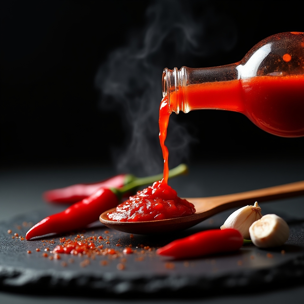 Salsa fermentada picante de guindillas rojas en proceso de elaboración